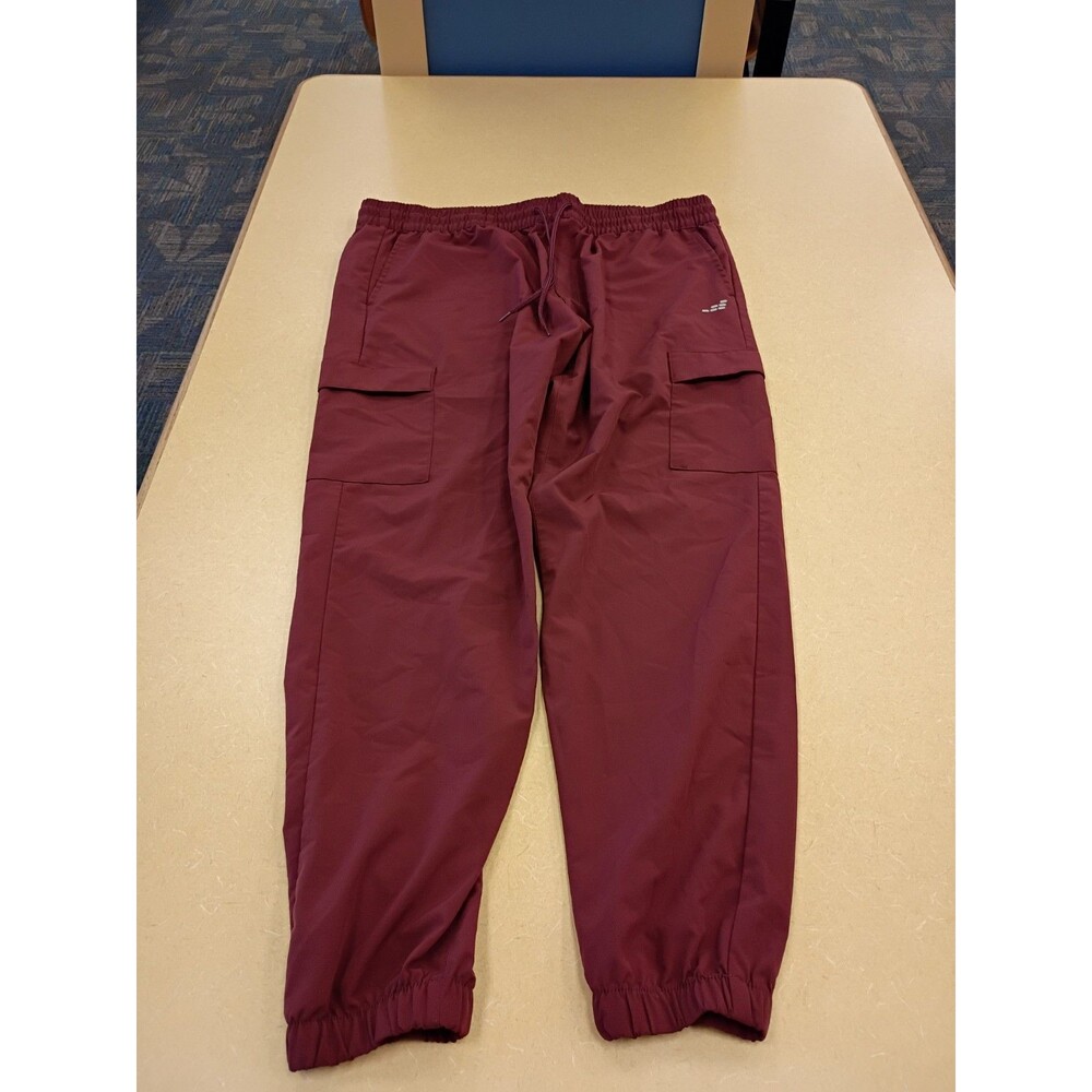 BCG Men's Maroon Jogger Activewear Pants XL Elastic Waist Zipper Pocket